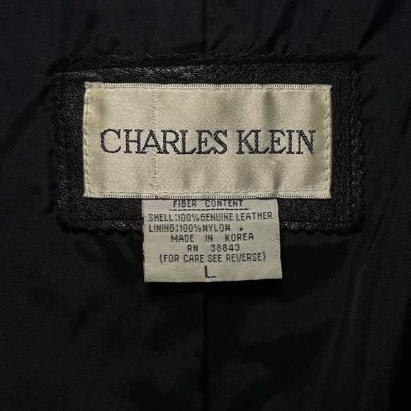 Vintage Charles Klein Leather Trench Coat Jacket 80s 90s Duster Size Large Snake - Picture 7 of 9